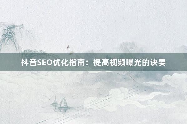 抖音SEO优化指南：提高视频曝光的诀要