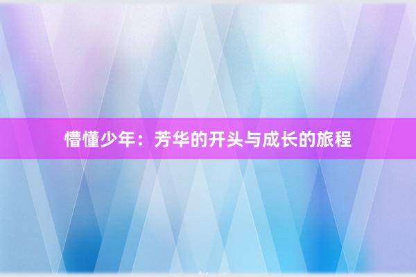懵懂少年：芳华的开头与成长的旅程